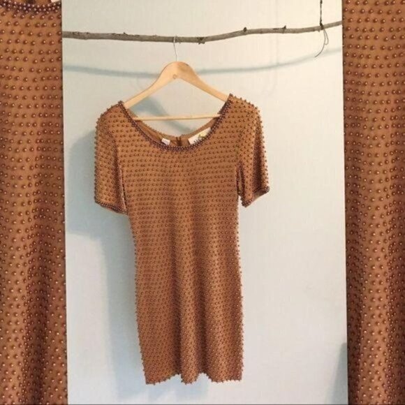VINTAGE Bronze Beaded Dress 80’s - Picture 2 of 7